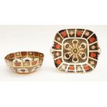 A Royal Crown Derby 1128 Imari fruit bowl, 1st quality, along with a 1128 biscuit plate, 2nd