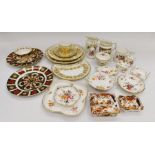 A collection of Royal Crown Derby in various designs, including 'Imari', 'Royal Antoinette', '