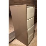 Four drawer metal filing cabinet. THIS ITEM IS OFF SITE AND SHOULD BE COLLECTED FROM VENDOR’s