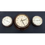 LMS Smiths bakelite station clock, together with two other Smiths bakelite clocks