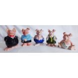 A Full set of NatWest Piggy bank pigs C1980's Sir Nathaniel Westminster, his wife Lady Hillary and