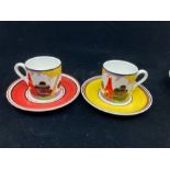Selection of ceramics including- Carlton ware, Wedgewood Clarice Cliff 2 cups and saucers, Shelly