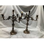 A pair of 19th c silver plated candelabrum,  24 " high, with socket fittings.