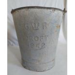 WWII, G-R , RAF CROFT 1942 GALVANIZED FIRE BUCKET, 28CM HIGH, SOME AGE RELATED WARE