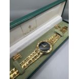 An 18ct gold plated Gucci 3300M gentleman's wrist watch in original case. Untested. Quartz movement.