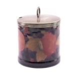 A Moorcroft Pomegranate pattern preserve jar with EPNS silver plated lid, marked 'Made In England'