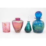 Mdina Glass: To include; A signed Mdina perfume bottle with stopper, a smaller signed Mdina glass