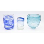 A small collection of glass to include; A Michael Harris Isle of Wight glass circular vase with