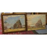 Algernon Talmage RA Two versions of 'Oasthouses' depiction in oil dated 1937 and other a framed