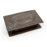 J and F Poole of Hayle - An Arts and Crafts copper cigarette box with stylised Art Nouveau