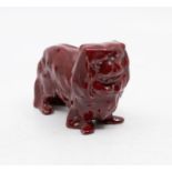 A Royal Doulton flambe Sung Noke Pekingese dog figurine, Royal Doulton mark to foot, but unsigned.