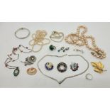 A collection of costume jewellery, to include: an Ahrens (Lucerne) sterling silver  and enamelled