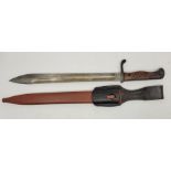 A WWI Imperial German M1898/05 bayonet, having 37cm (14.5in) fullered single edge blade, ricasso