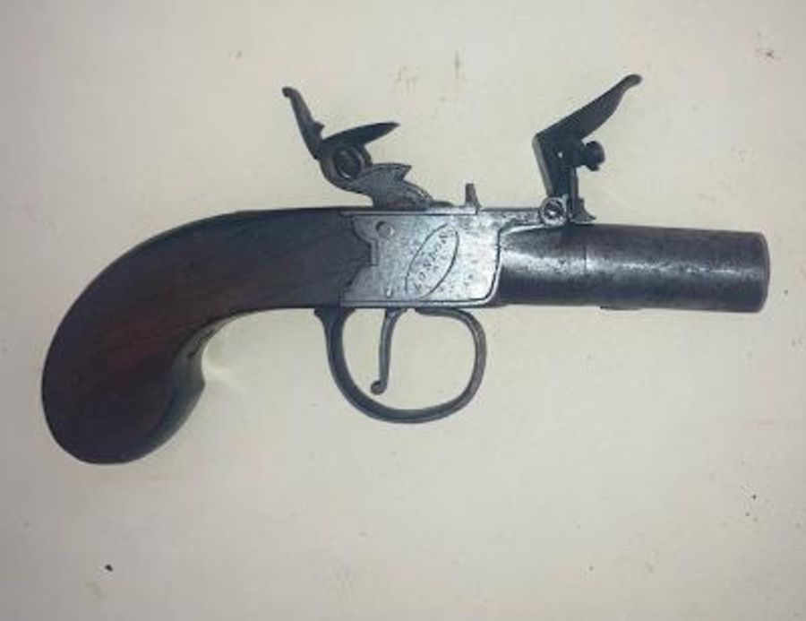 AN 18th cent Flintlock pistol stamped London with makers mark