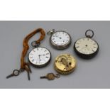 A gentlemen's pocket watch, key wound marked fine silver along with a sterling silver pocket