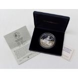 2001 Britannia 5oz silver coin issued by Royal Mint within a Westminster case, certificate enclosed