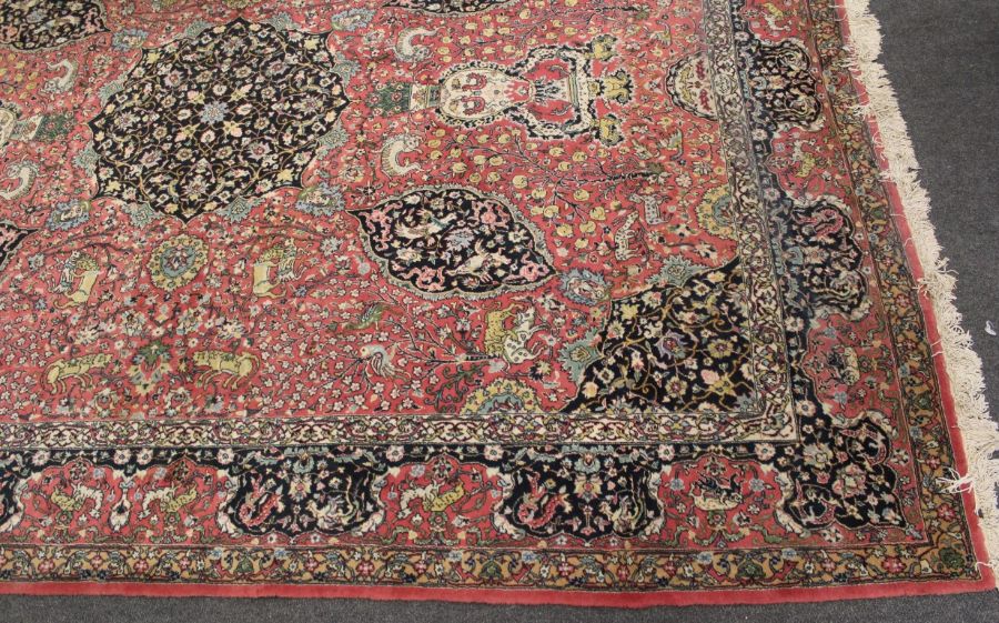A 20th century Sparta type carpet, woven with bold central floral medallion, on a principally