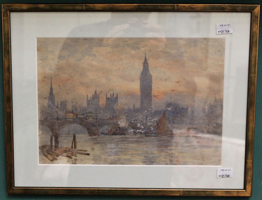 Herbert Menzies Marshall RWS ( 1841-1913) A view of the Thames. Watercolour, signed lower right,