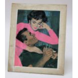 Alan (?) Richards ( 20th century) Elizabeth Taylor and Richard Burton. Pastel, signed lower right,