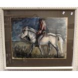 John Rattenbury Skeaping R A ( British 1901-1980) Two Spanish horses and riders in a landscape.