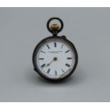 A Fattorini and sons ladies pocket watch with patterned case and hinged movement raising it from the