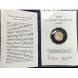 Belize 1979 One Hundred Dollar Gold Coin in Original Plastic Folder with Certificate of Authenticity