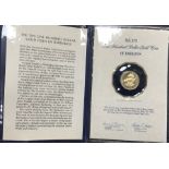 Barbados 1975 One Hundred Dollar Gold Coin in Original Plastic Folder with Certificate of