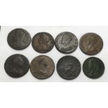 British Milled Copper Half-Penny Coins, includes 1736, 1743, 1749, 1751, 1771, 1773, 1806 & 1862.