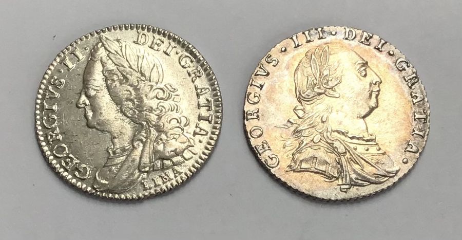 George II 1746 LIMA and George III 1787 Sixpence.
