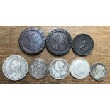 Collection of British Milled Coins, includes 1889 Crown, 1825, 1895 & 1910 Half-Crown & 1895 Florin.
