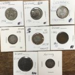 Collection of Silver & Copper Coins from Denmark, includes 1716 & 1721 Twelve Skilling 1783 eight