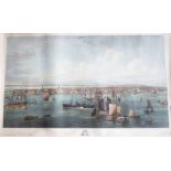 New York. A large and impressive view of Manhattan from the East River, aquatint with engraving, New