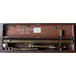 Dollond brass telescope with tripod stand in wooden case