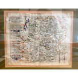 Kip, William. Hertfordiae [Hertfordshire], copper-engraved map with later hand-colouring on laid/