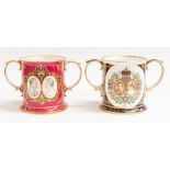 A Spode commemorative loving cup, celebrating The Queen and Duke of Edinburgh's silver wedding,