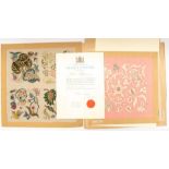 The Royal Society of Needlework - three embroidery samples, by Jane St Pierre Bunbury, with a