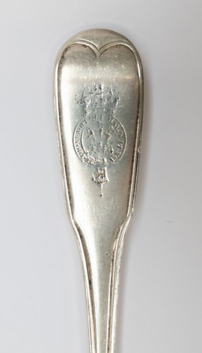 A George III silver table fork, the reverse engraved with the crest of Prince Regent, later George - Image 3 of 4