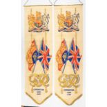 A rare pair of Royal commemorative crepe paper pennants, celebrating the coronation of George VI