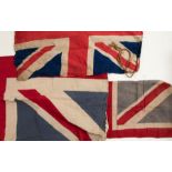 A mid 20th century Union Jack flag, stamped 'British Made' with flag pole attachments, approx