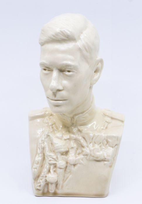 A Beswick creamware bust commemorating George VI, by Felix Weiss, impressed name and dated 1937 to