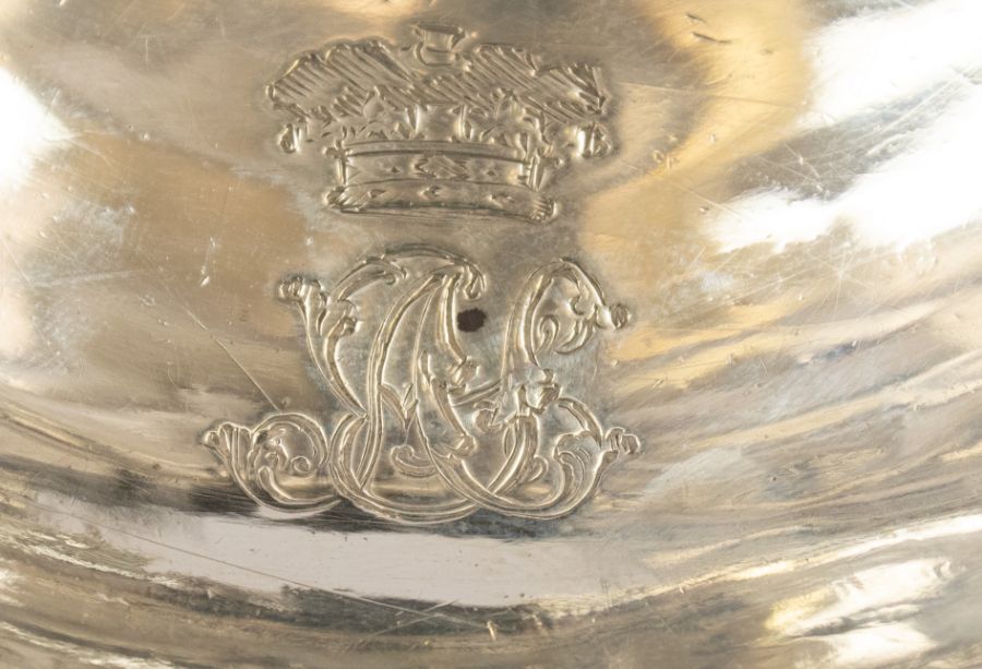 A George III silver chamberstick, the detachable sconce with foliate scrolls, above a waisted and - Image 3 of 9