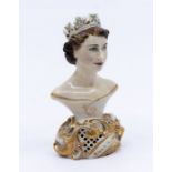 A bust of Queen Elizabeth II, modelled by Peggy Davies, signed and dated 1953, made in small edition