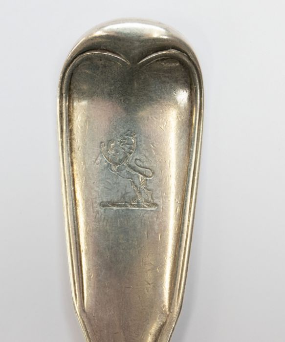 A George III silver table fork, the reverse engraved with the crest of Prince Regent, later George - Image 2 of 4