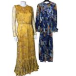 maxi dress c 1960s and 1970s to include a floaty frank Usher dress in teal, a floral dress with