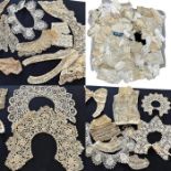 Antique and vintage lace collars and trimmings to include Honiton and Bedfordshire lace (qty)