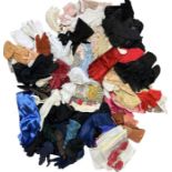 90 pairs of vintage women's gloves to include day and evening gloves and 1940s and earlier crochet