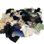 Vintage and antique haberdashery to include fabrics, buttons, embroidered applique and lace etc (