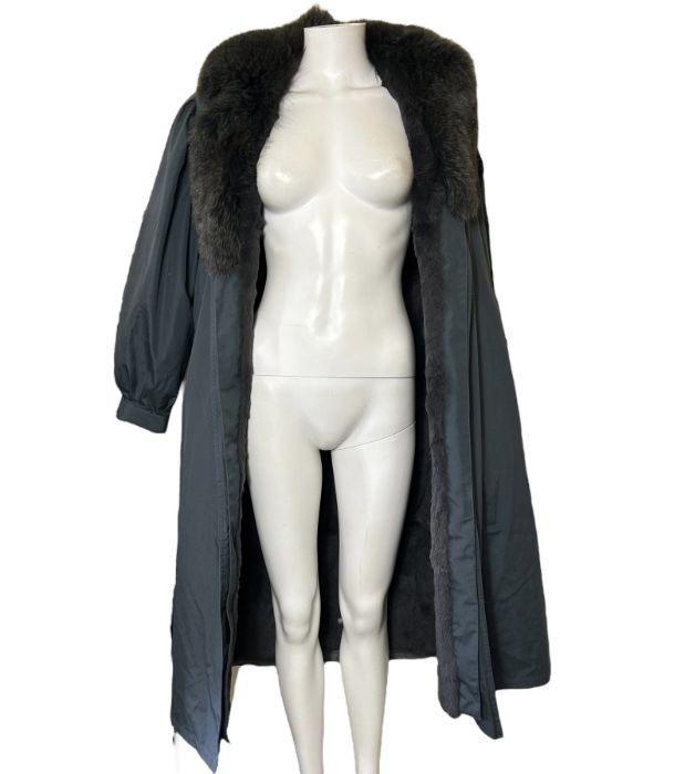 three vintage fur lined macs, one with a grey fox collar, and one being reversible with one side - Image 2 of 2