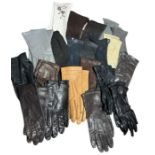 21 pairs of women's vintage gloves, mostly leather