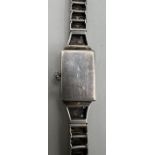 An Art Deco Paste set wristwatch by Havila Geneve, bearing French marks for 935 silver. Gross weight